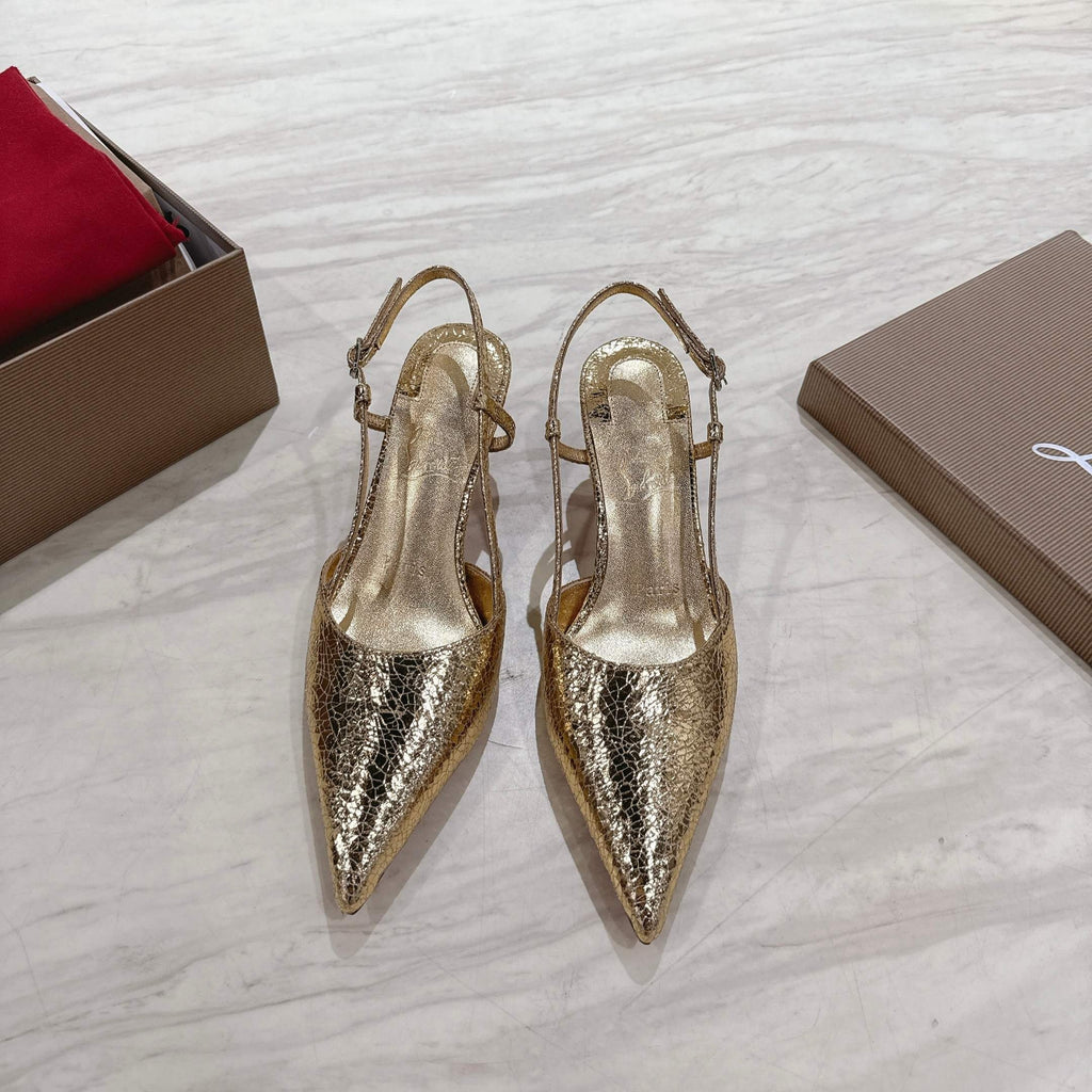 CL 25 Slingback Gold   Fabric 335141
