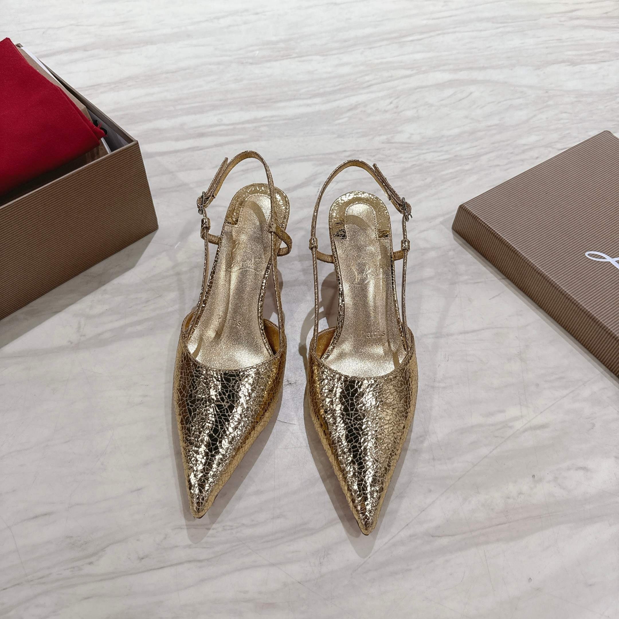 CL 25 Slingback Gold   Fabric 335141