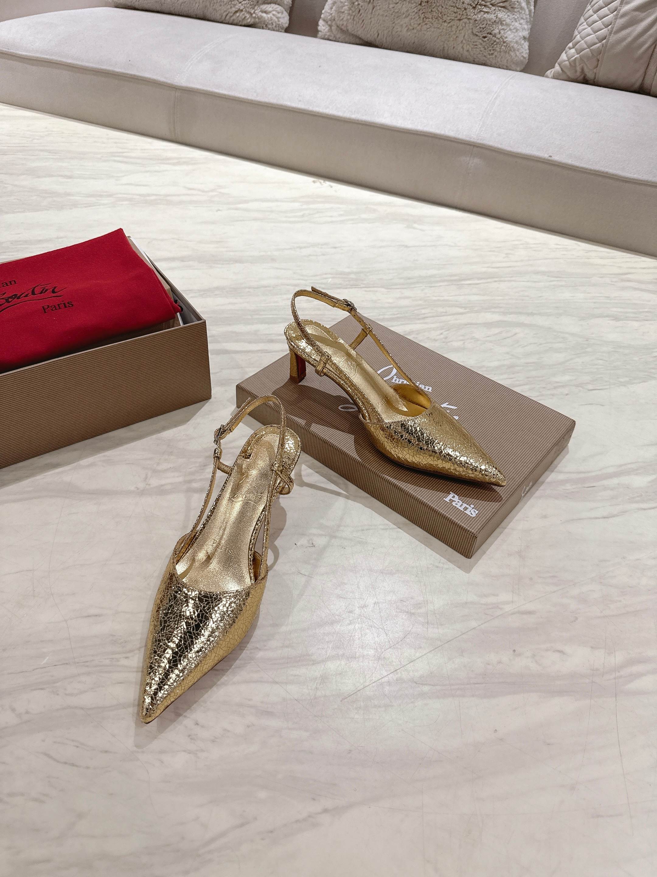CL 25 Slingback Gold   Fabric 335141