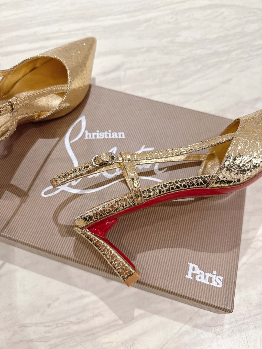 CL 25 Slingback Gold   Fabric 335141
