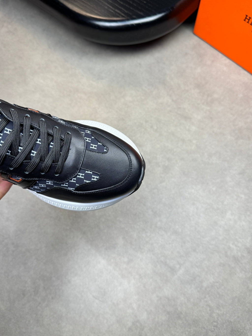 HM Men's Sneaker Black Blue Calfskin 581699