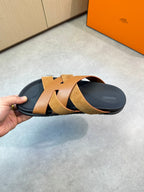HM Men's Kazimir Slide Brown Calfskin Suede 603170