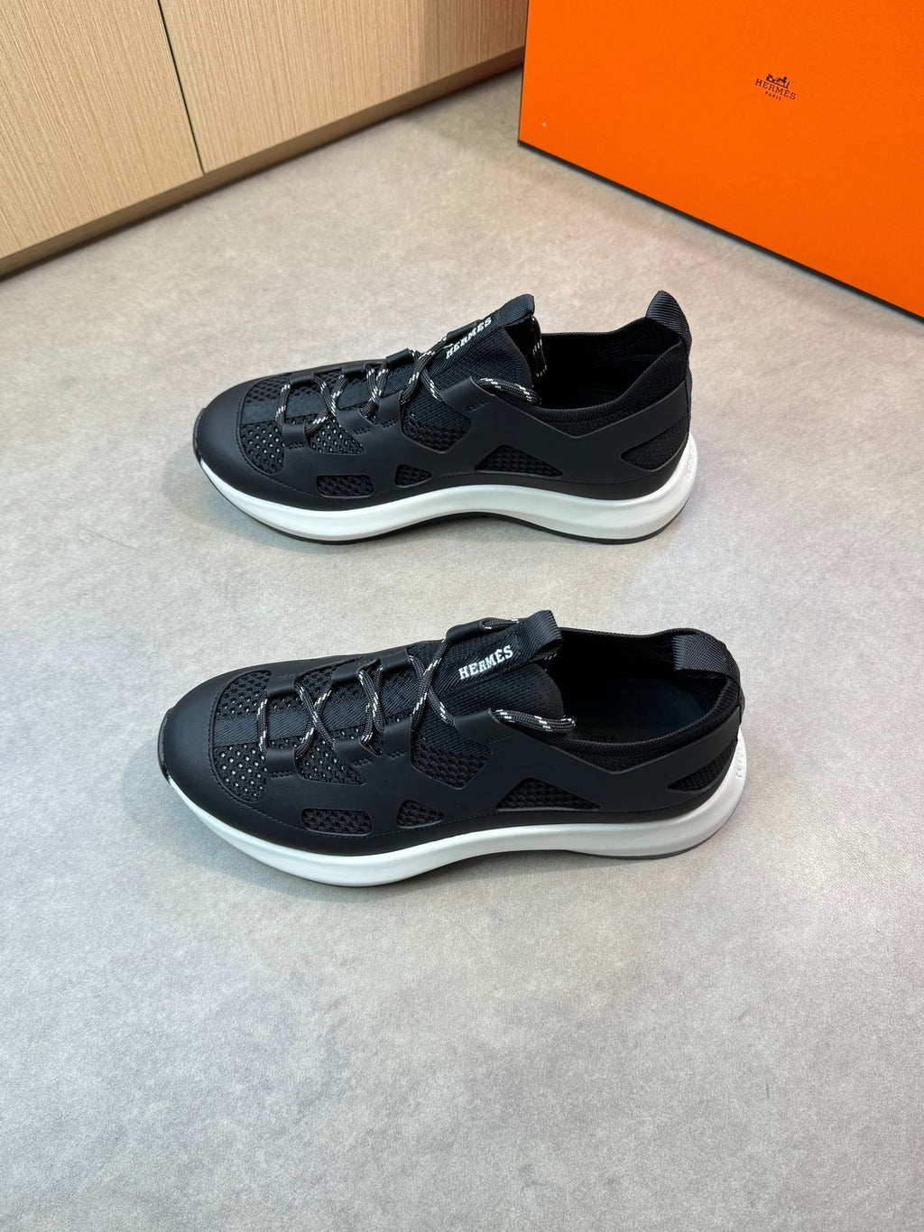 HM Men's Katana Sneaker Black Calfskin 606123