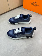HM Men's Bouncing Sneaker Navy Blue Calfskin Suede 696024