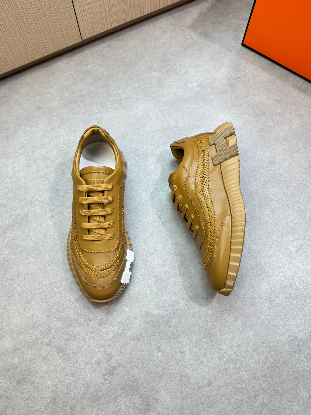 HM Men's Bouncing Sneaker Light Brown Calfskin 708235