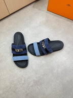HM Men's Jackson Sandals Blue Calfskin Suede 722040