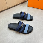 HM Men's Jackson Sandals Blue Calfskin Suede 722040
