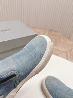 SLIP-ON SNEAKERS GRAFFITI IN LIGHT BLUE DENIM