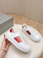 PRA LEATHER LOGO OUTLET SNEAKERS BLACK AND CHERRY CALFSKIN