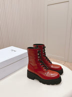 TRIOMPHE RANGERS MID LACE-UP BOOT IN CHERRY RED CALFSKIN