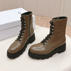 TRIOMPHE RANGERS MID LACE-UP BOOT IN CHOCOLATE BROWN CALFSKIN