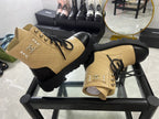 CC Combat Boots Dark Beige Black Quilted Lambskin 944575