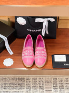 cc espadrilles beige pink woolen cloth pink lambskin