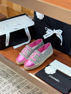 CC 25 Espadrilles Logo Pink Fabric Sheepskin 310157