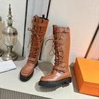 HM Lace Up Boots 25mm Belt Buckle Caramel Leather 466586