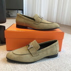Paris Loafer Olive Suede Calfskin With Silver Signature Buckle 509376