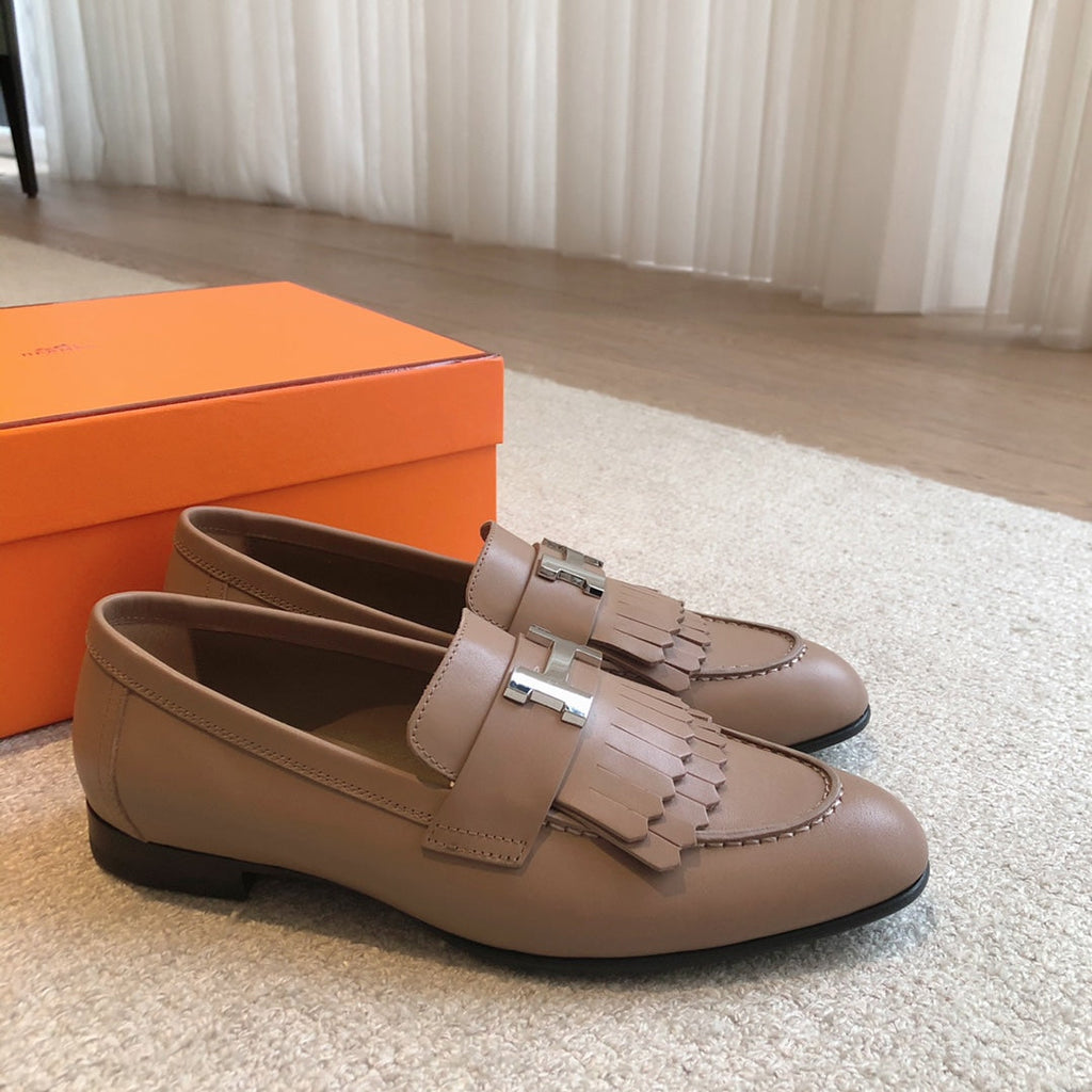 Royal Loafer Brown Calfskin With Fringe Detail And Silver Signature Buckle 509409