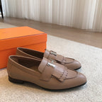 Royal Loafer Brown Calfskin With Fringe Detail And Silver Signature Buckle 509409