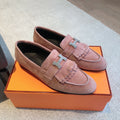 Royal Loafer Pink Suede Calfskin With Fringe Detail And Silver Signature Buckle 509432