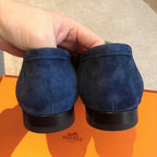Royal Loafer Blue Mix Gren and Baby Blue Suede Calfskin With Fringe Detail And Silver Signature Buckle 509434