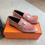 Paris Loafer Pink Velvet Fabric With Pink Gold Signature Buckle 509392