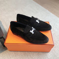 Paris Loafer Black Velvet Fabric With Silver Signature Buckle 509395