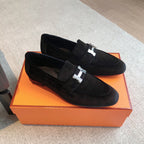 Paris Loafer Black Velvet Fabric With Silver Signature Buckle 509395