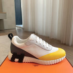 HM Men's 25 Bouncing Sneaker White Yellow Mesh Cowhide 639249