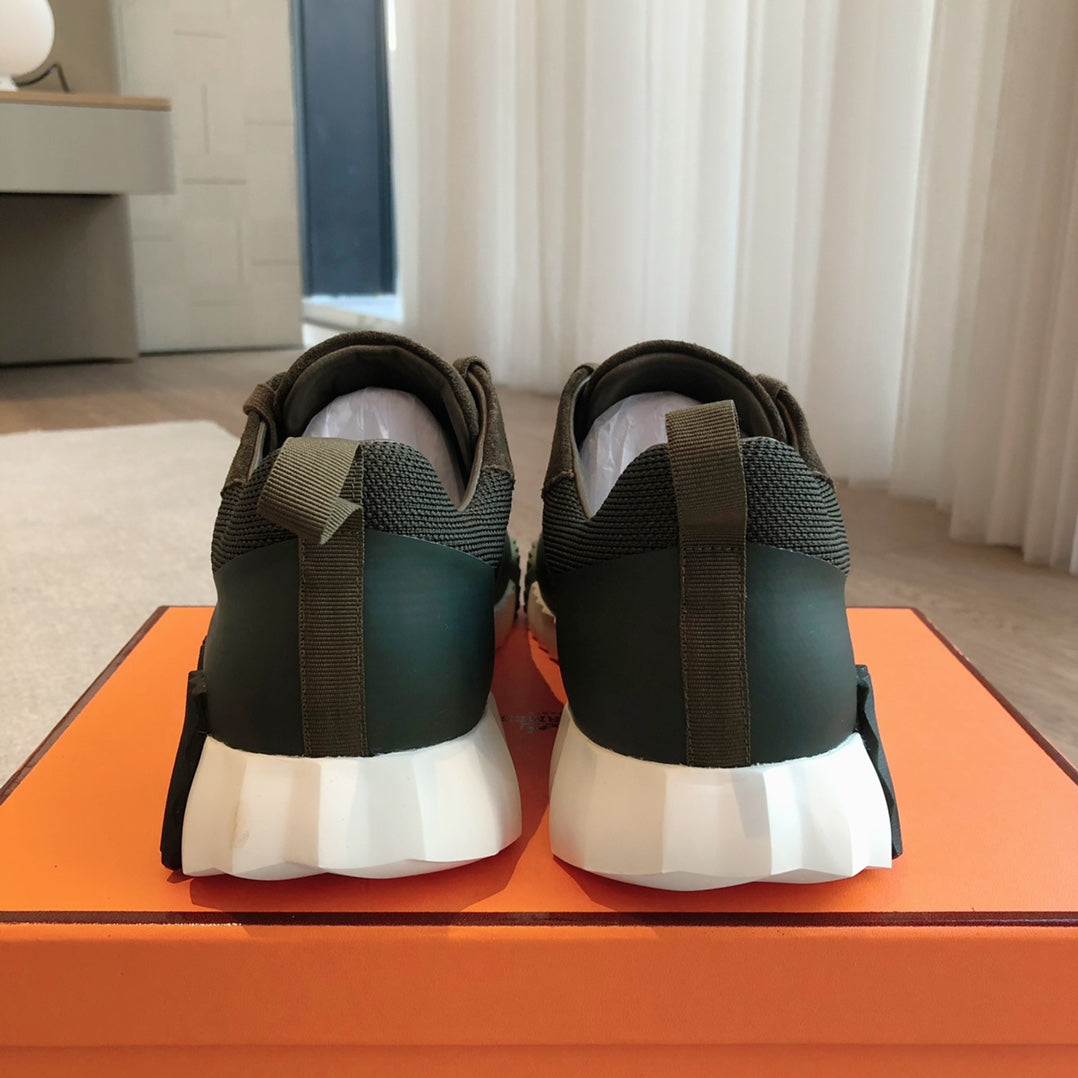 HM Men's 25 Bouncing Sneaker Dark Green Mesh Cowhide 639252