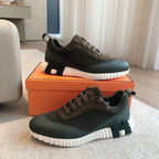 HM Men's 25 Bouncing Sneaker Dark Green Mesh Cowhide 639252
