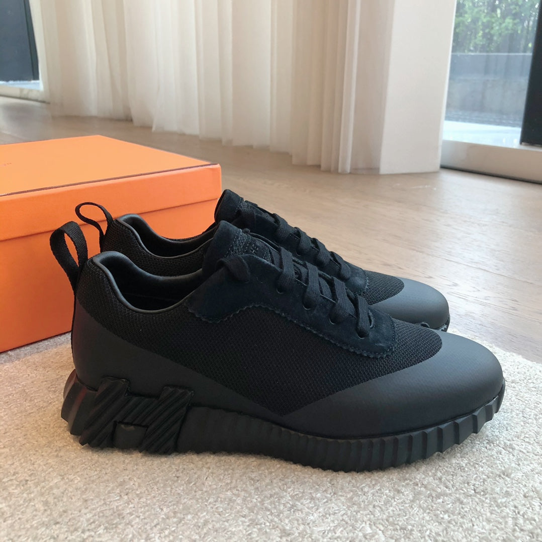 HM Men's 25 Bouncing Sneaker Black Mesh Cowhide 639250