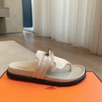 Empire Sandal Ivory Lambskin Suede Goatskin