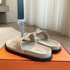 Empire Sandal Ivory Lambskin Suede Goatskin