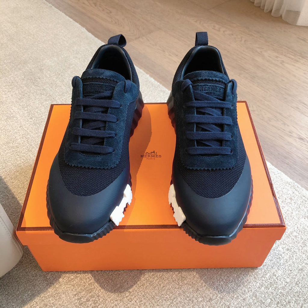 HM Men's 25 Bouncing Sneaker Navy Blue Mesh Cowhide 639254
