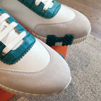 HM Bouncing Sneakers White Blue Suede Embossed Sheepskin 705792