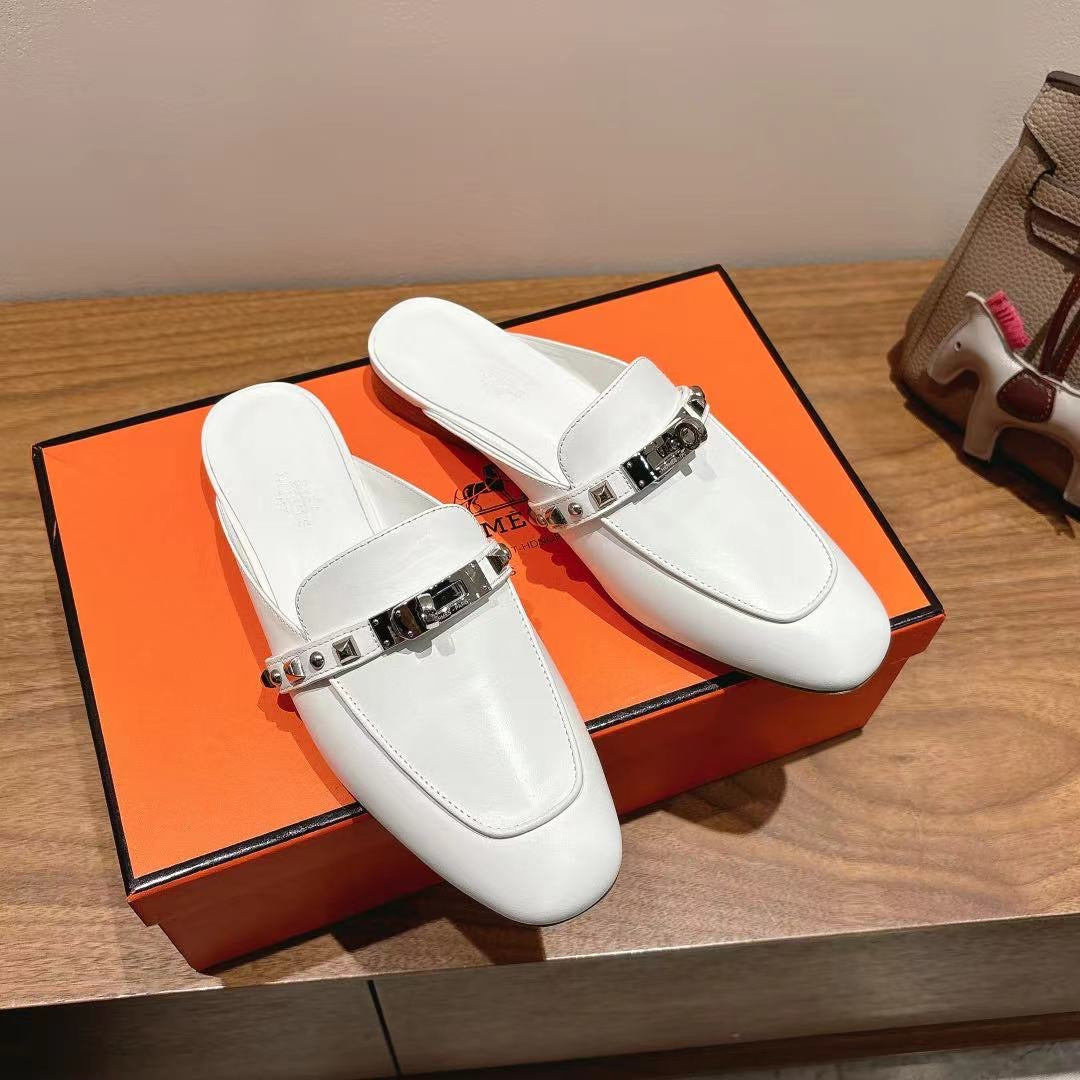 HM OZ Mule 25 White Calfskin