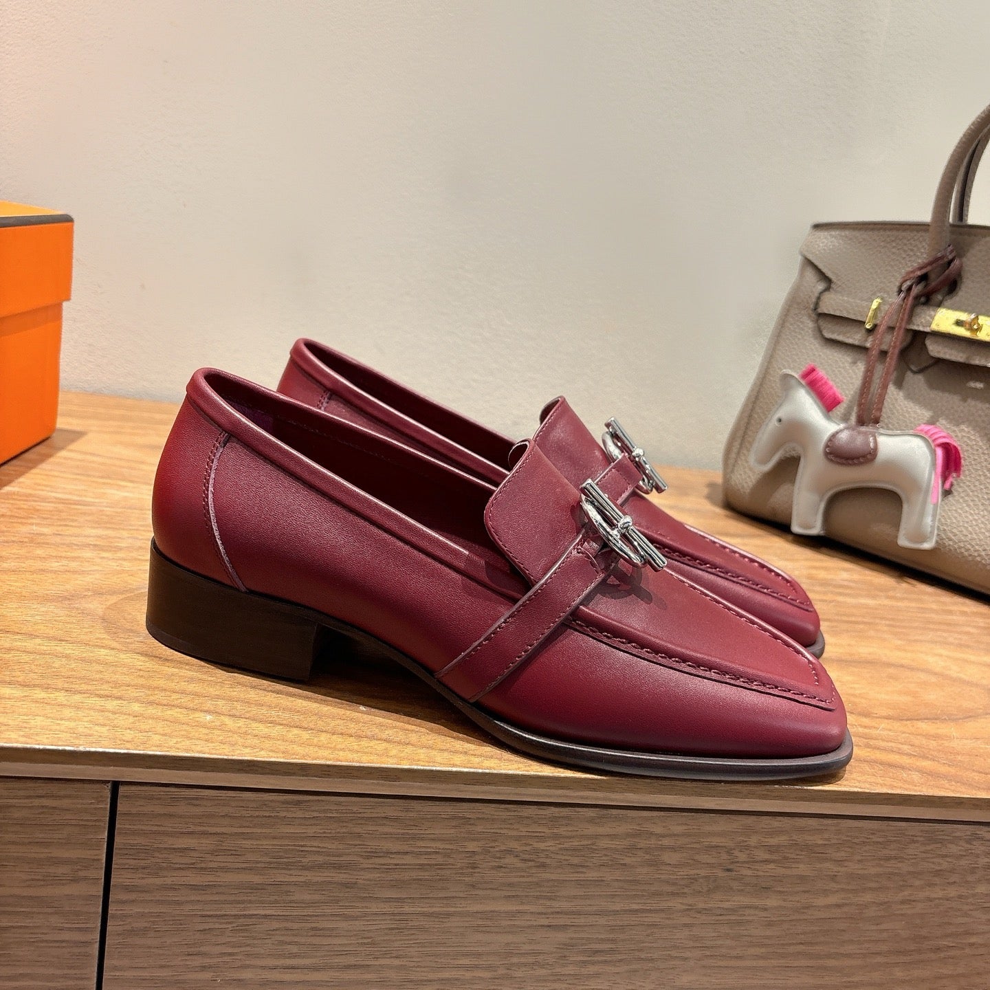 HM Impact Loafers Maroon Cowhide Sliver Hardware 526181