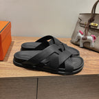 HM 25 Kazimir Sandal Black Calfskin Canvas