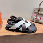 HM 25 Heracles Sandal White Burgundy Calfskin