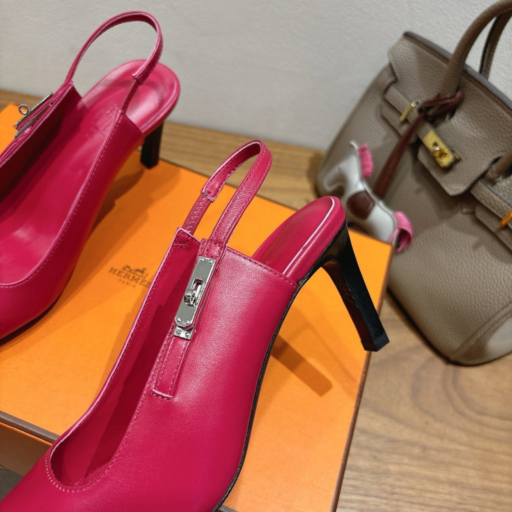 HM Lover Pump 80mm Rose Framboise Calfskin 429027