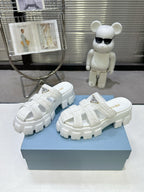 Prada Monolith Sandals 55mm White Raffia Cowhide 564335