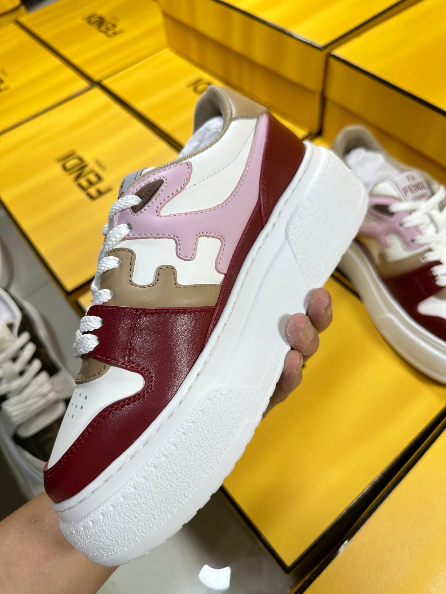 FENDI THICK- ED SNEAKER IN COLORFUL LAMBSKIN