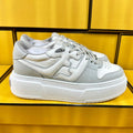 FENDI THICK- ED SNEAKER IN WHITE MIX GREY LAMBSKIN