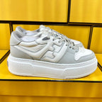 FENDI THICK- ED SNEAKER IN WHITE MIX GREY LAMBSKIN