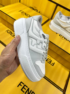 FENDI THICK- ED SNEAKER IN WHITE MIX GREY LAMBSKIN