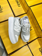 FENDI THICK- ED SNEAKER IN WHITE MIX GREY LAMBSKIN