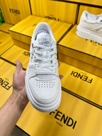 FENDI THICK- ED SNEAKER IN WHITE LAMBSKIN