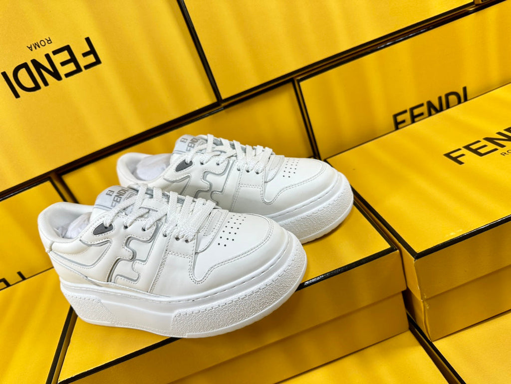 FENDI THICK- ED SNEAKER IN WHITE LAMBSKIN
