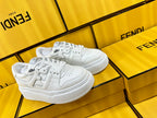 FENDI THICK- ED SNEAKER IN WHITE LAMBSKIN