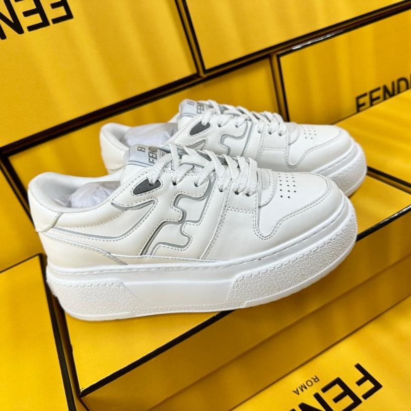 FENDI THICK- ED SNEAKER IN WHITE LAMBSKIN